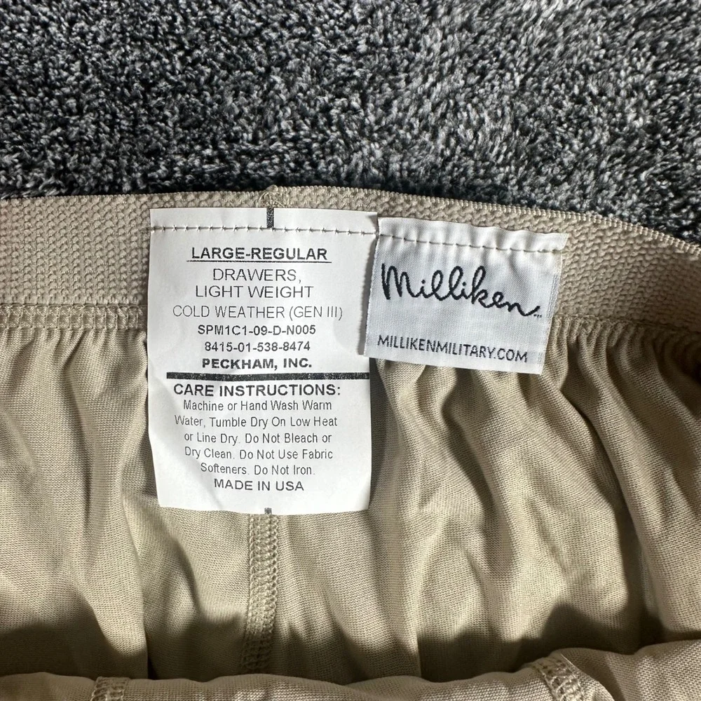 Milliken Drawers Men L Gen III Level 1 Tan Lightweight Cold Weather NEW Military